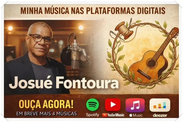 Arte com as plataformas onde está a música de Josué Fontoura